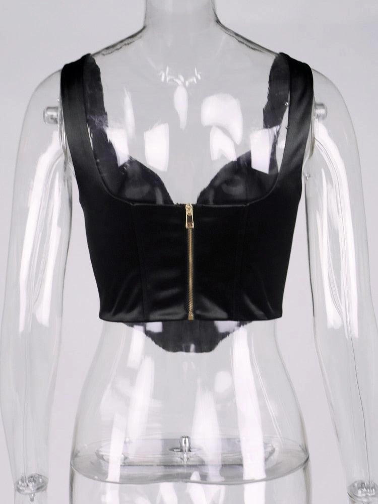 KittenAlarm - Vicky Notched Satin Corset Top