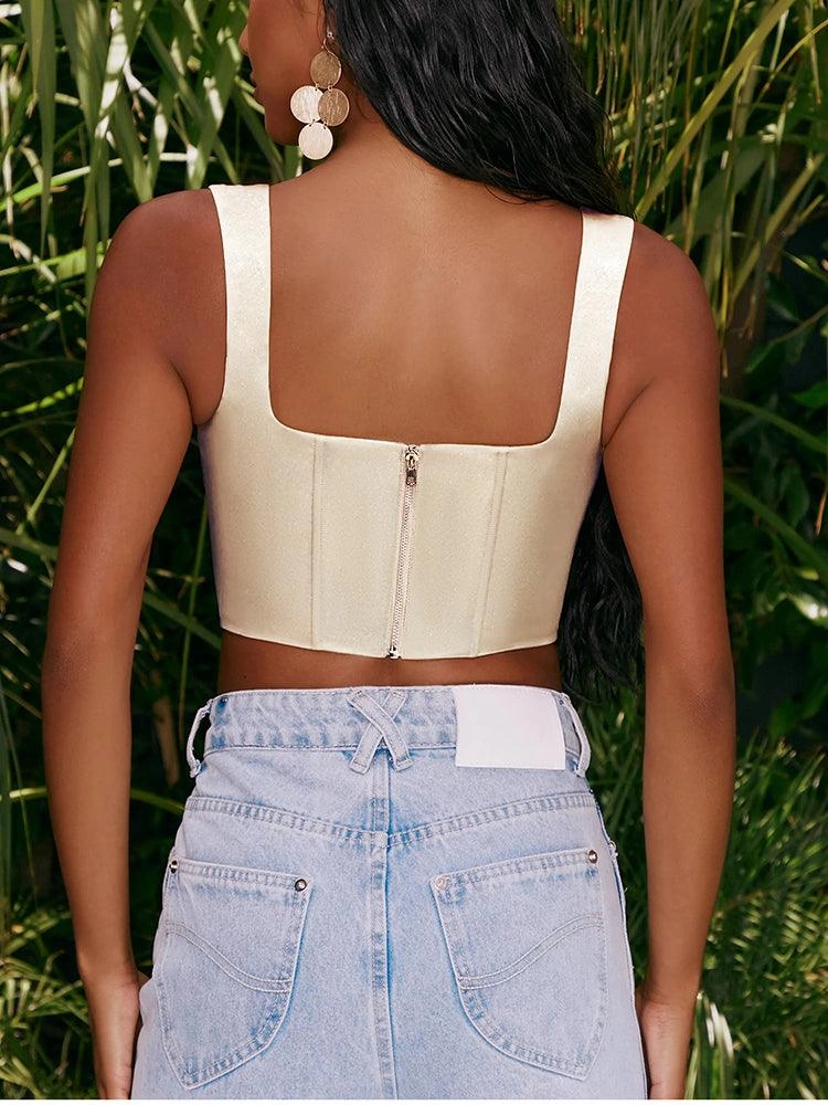 KittenAlarm - Vicky Notched Satin Corset Top