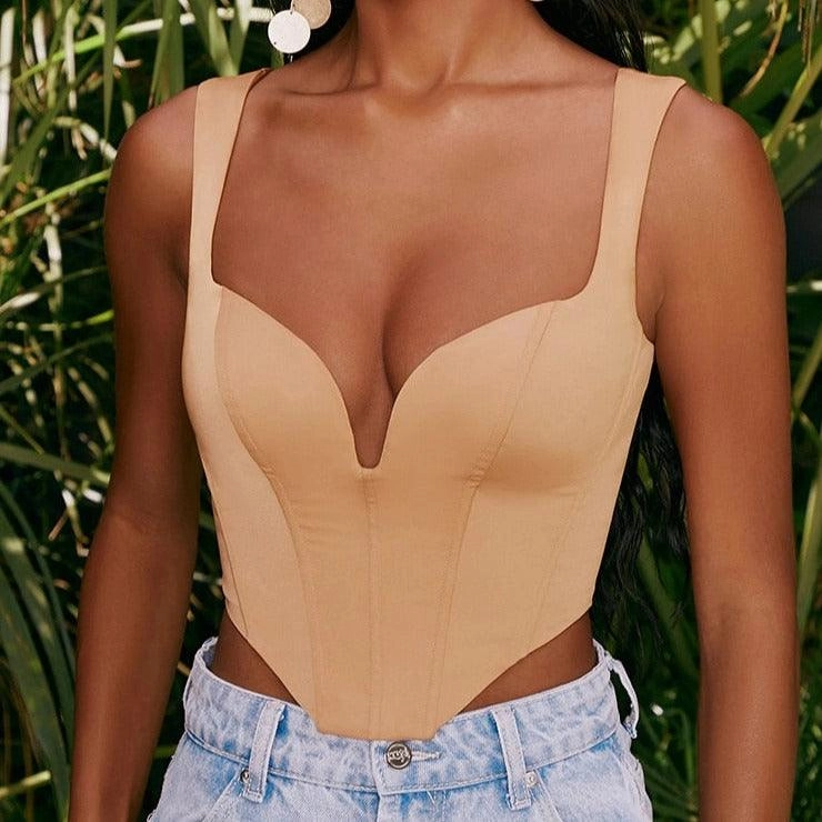 KittenAlarm - Vicky Notched Satin Corset Top