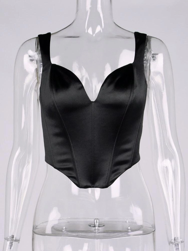 KittenAlarm - Vicky Notched Satin Corset Top
