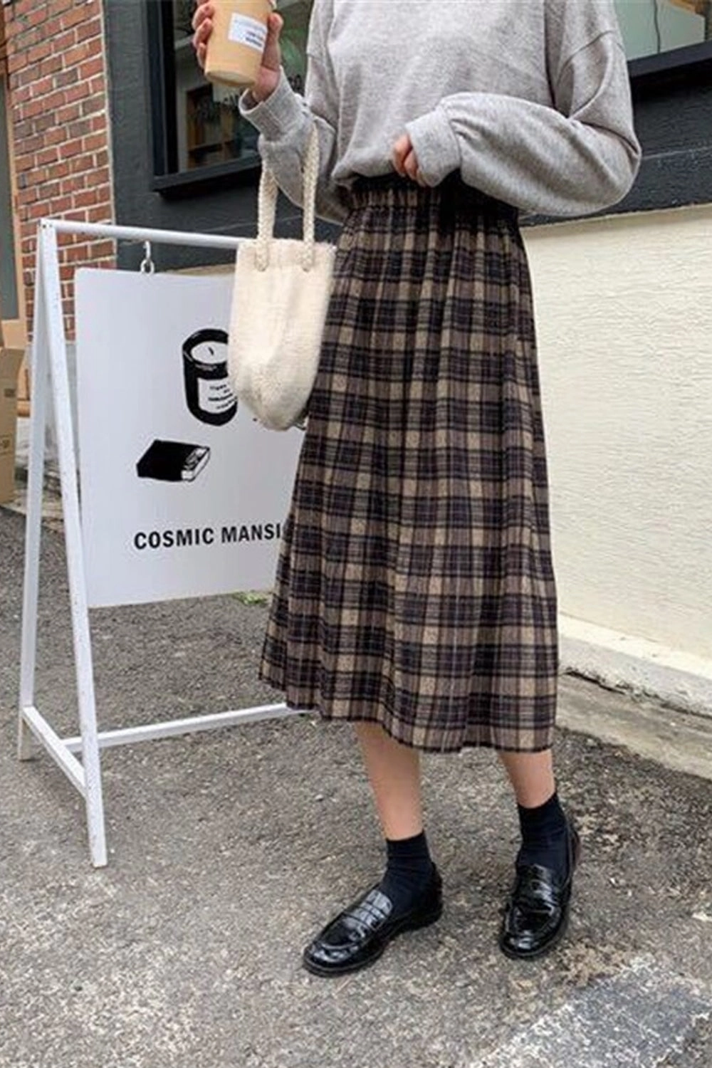 KittenAlarm - Vintage Wool Plaid Pleated Skirt