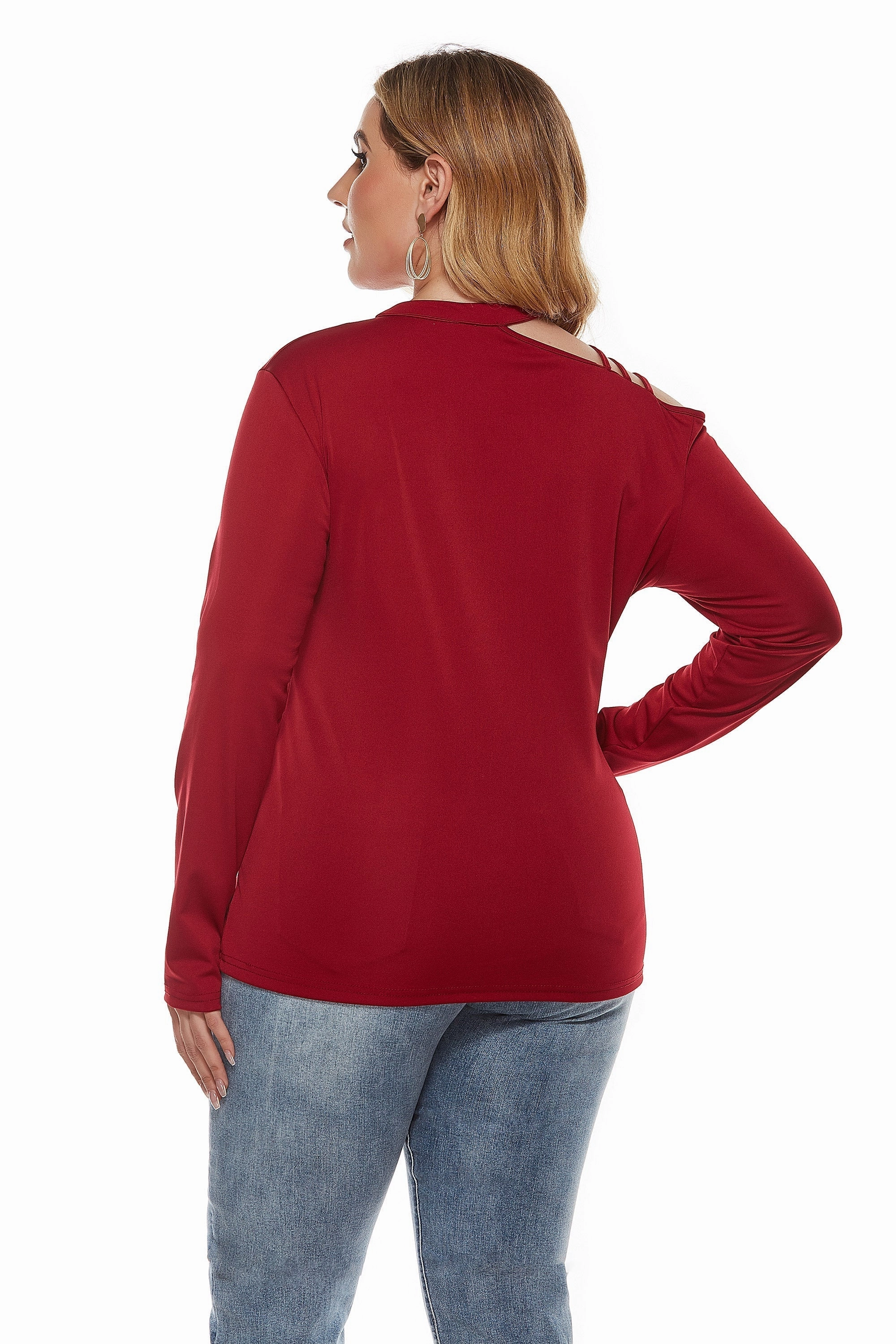KittenAlarm - Women Plus Size Round Neck Irregular Top T-shirt