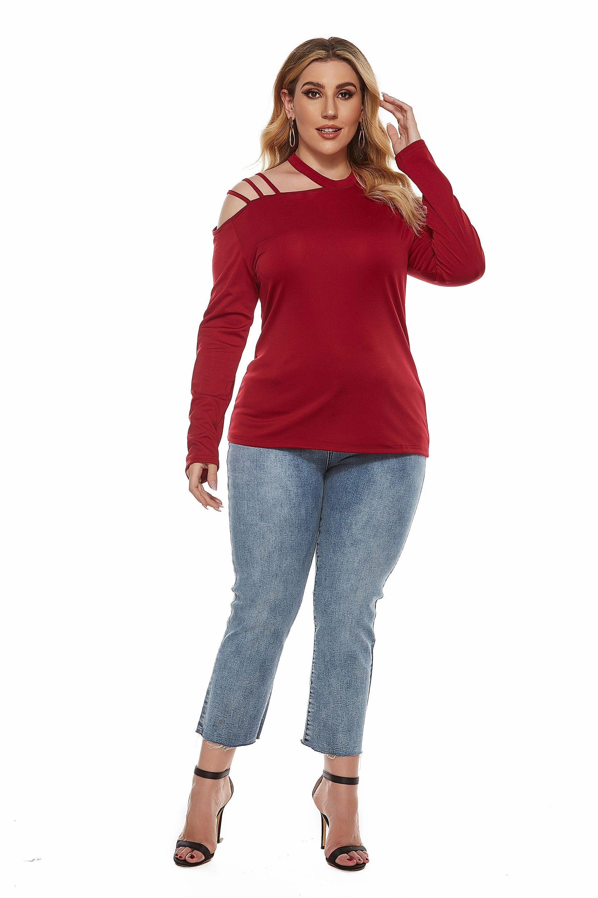 KittenAlarm - Women Plus Size Round Neck Irregular Top T-shirt