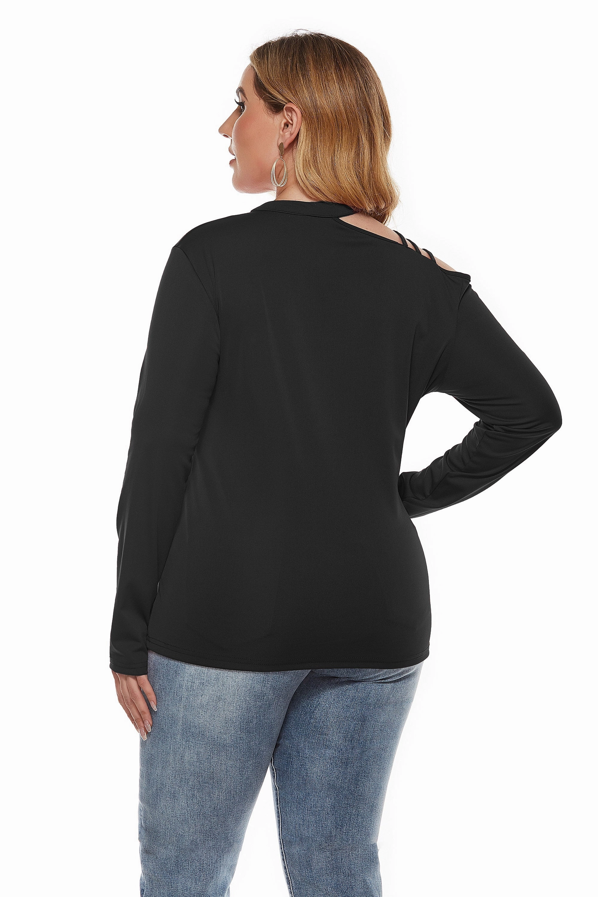 KittenAlarm - Women Plus Size Round Neck Irregular Top T-shirt