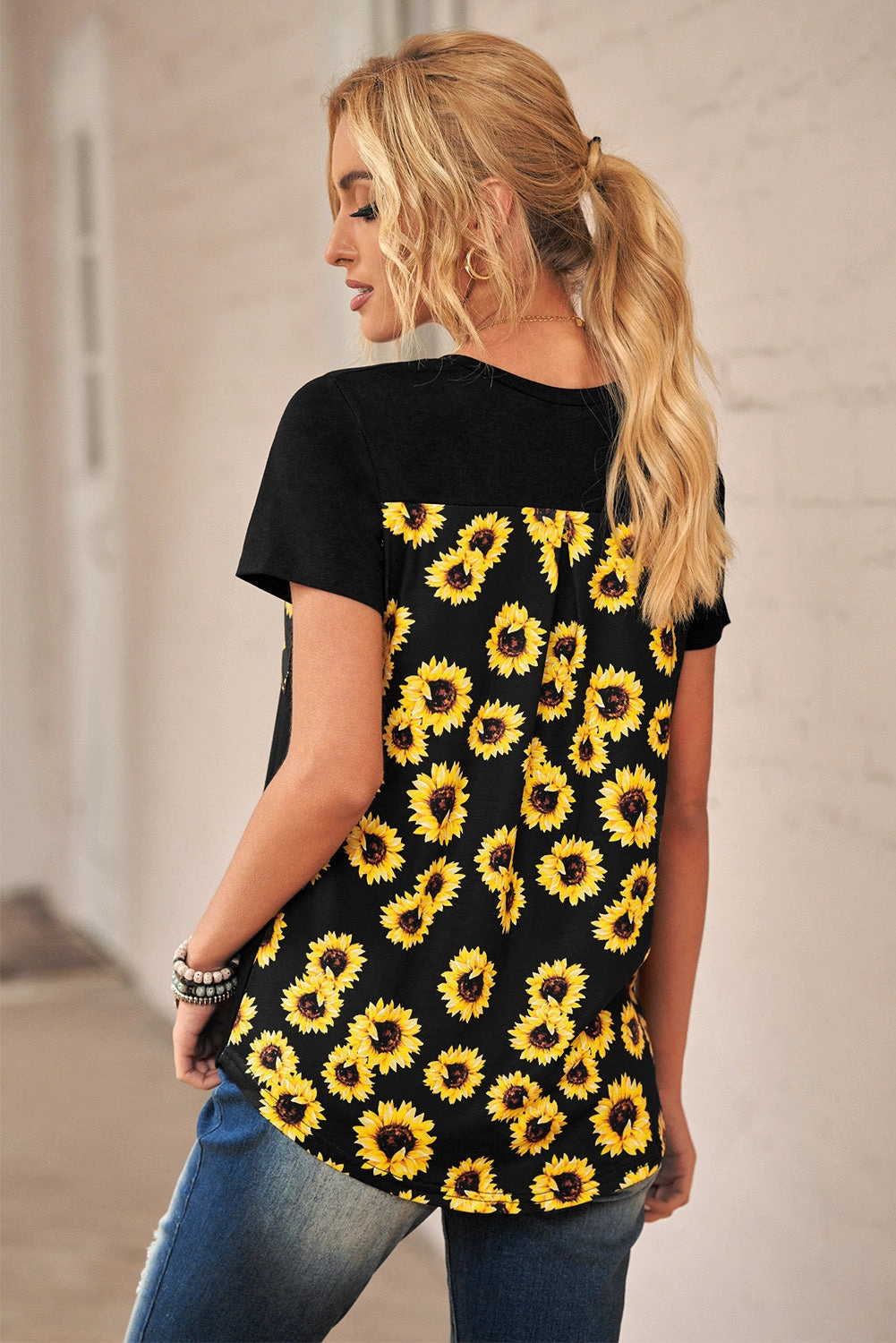 KittenAlarm - Women's Leopard Printed Splicing Short Sleeve T-Shirt Pocket Blouse