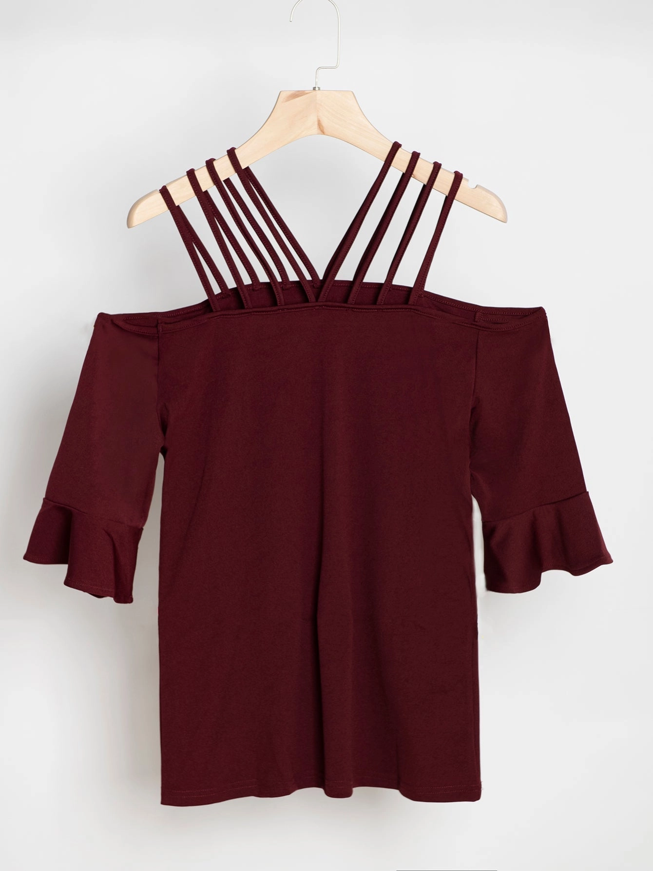 KittenAlarm - Women's Solid Color Off Shoulder Top Blouse  Flare Sleeve Tops