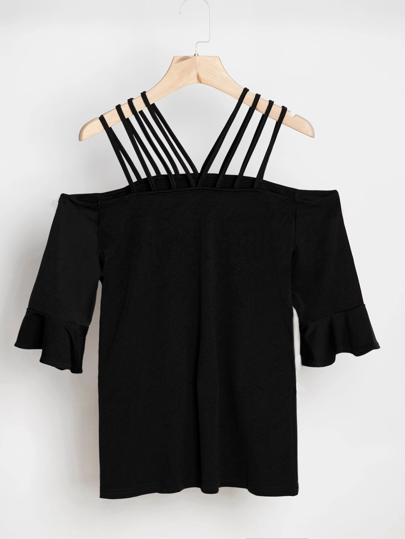 KittenAlarm - Women's Solid Color Off Shoulder Top Blouse  Flare Sleeve Tops