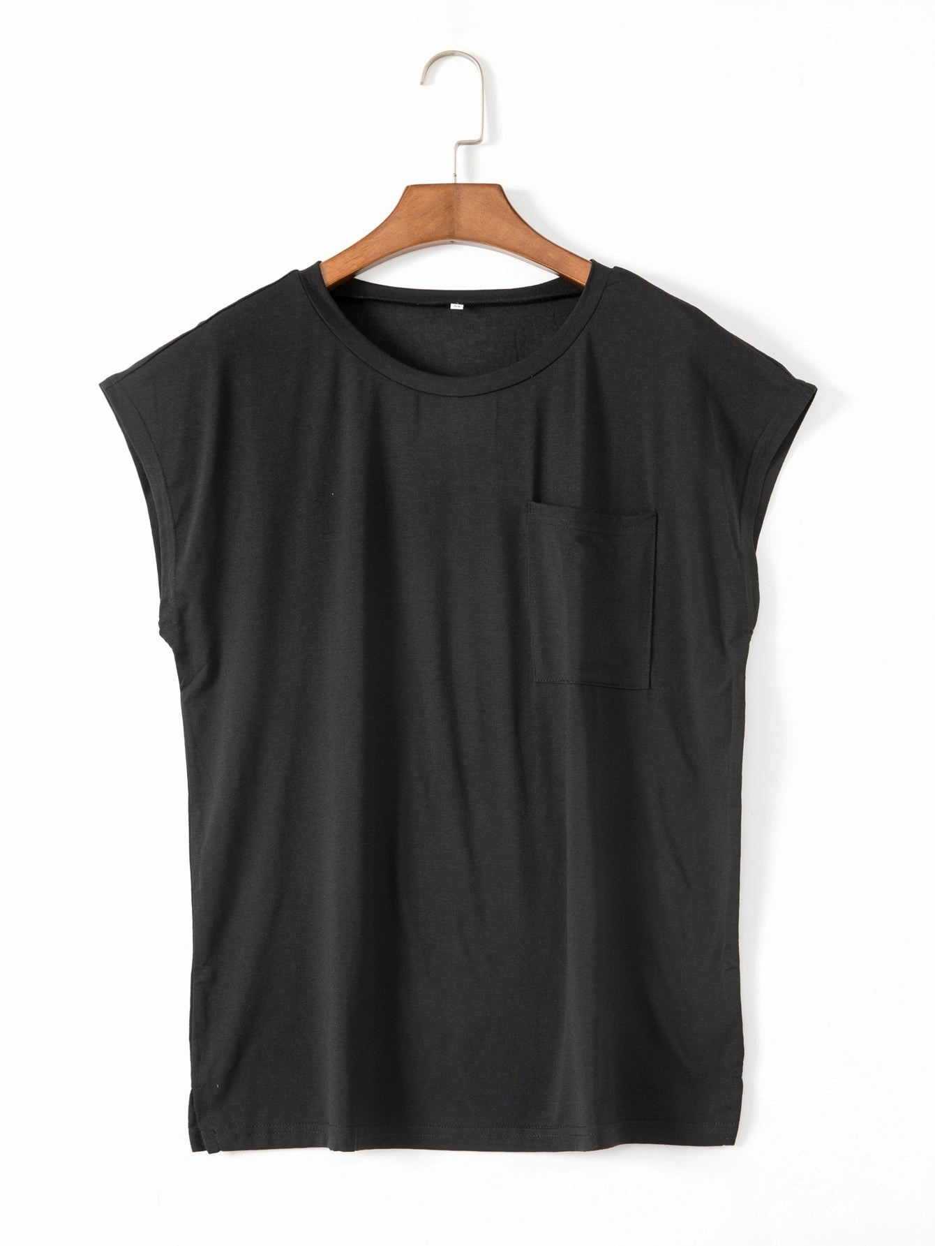 KittenAlarm - Women top solid color pocket off-shoulder round neck short sleeve T-shirt
