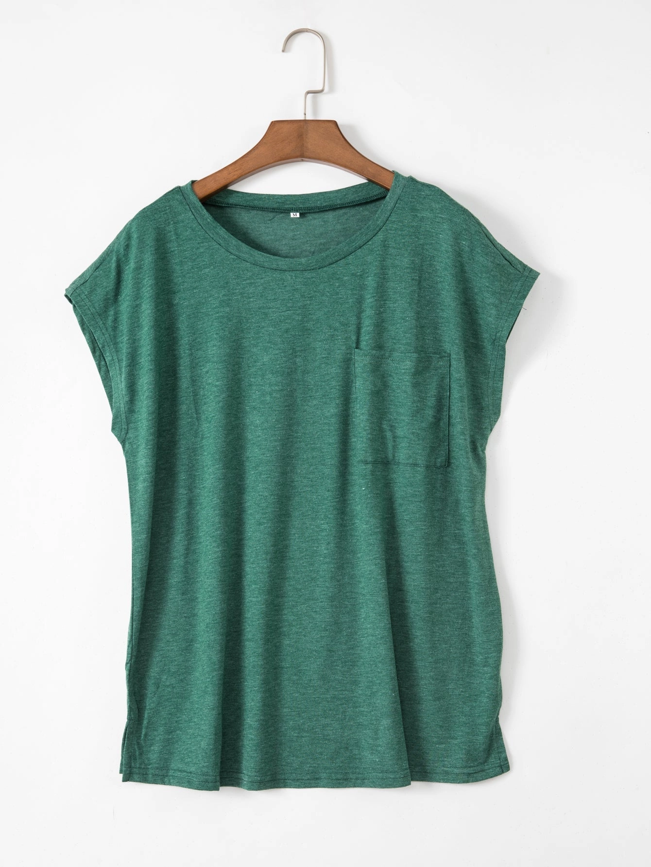 KittenAlarm - Women top solid color pocket off-shoulder round neck short sleeve T-shirt