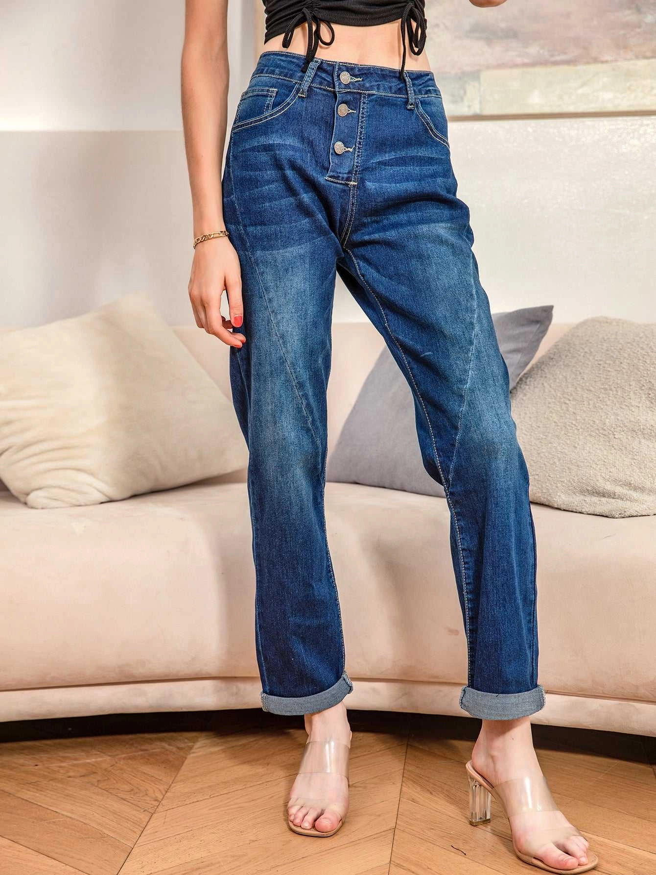 KittenAlarm - Womens Straight Leg Skinny Jeans Washed  Denim Jeans  Stretch Denim Pants
