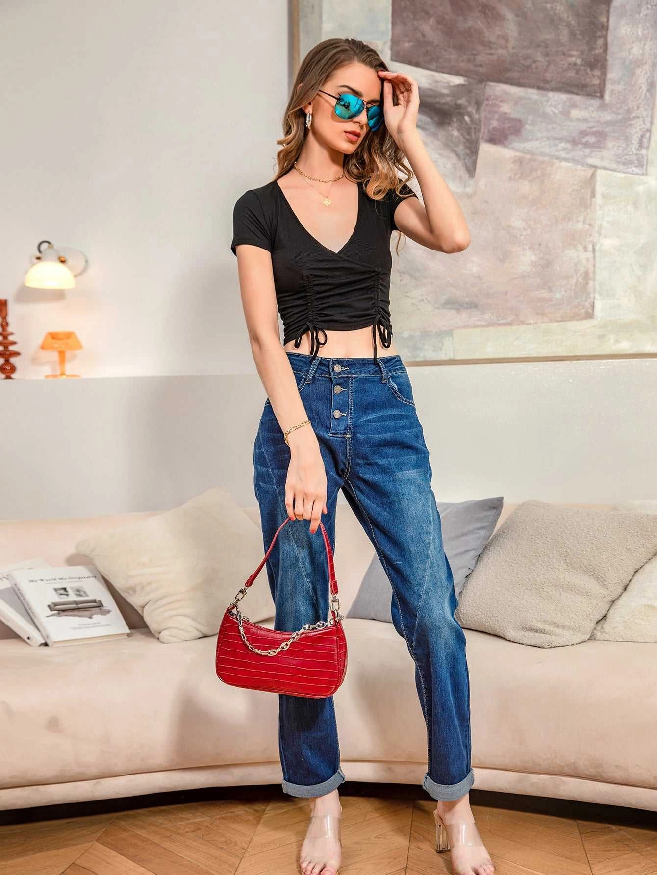 KittenAlarm - Womens Straight Leg Skinny Jeans Washed  Denim Jeans  Stretch Denim Pants