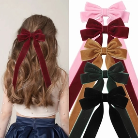 Large Velvet Wedding Long Ribbon Hair Accessory