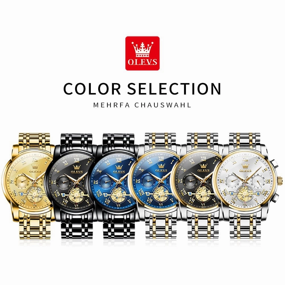 Olevs Top Brand Men's Watches Classic Roman Scale Dial Luxury Wrist