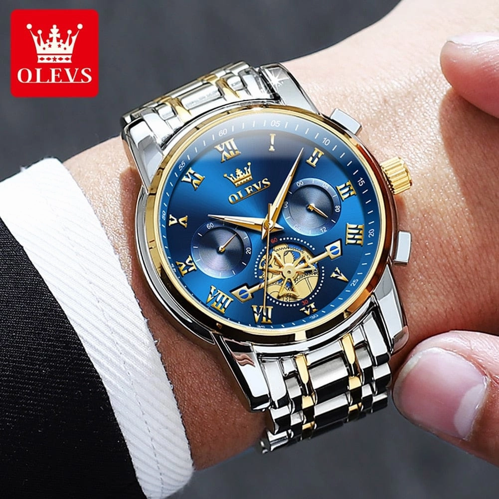 Olevs Top Brand Men's Watches Classic Roman Scale Dial Luxury Wrist