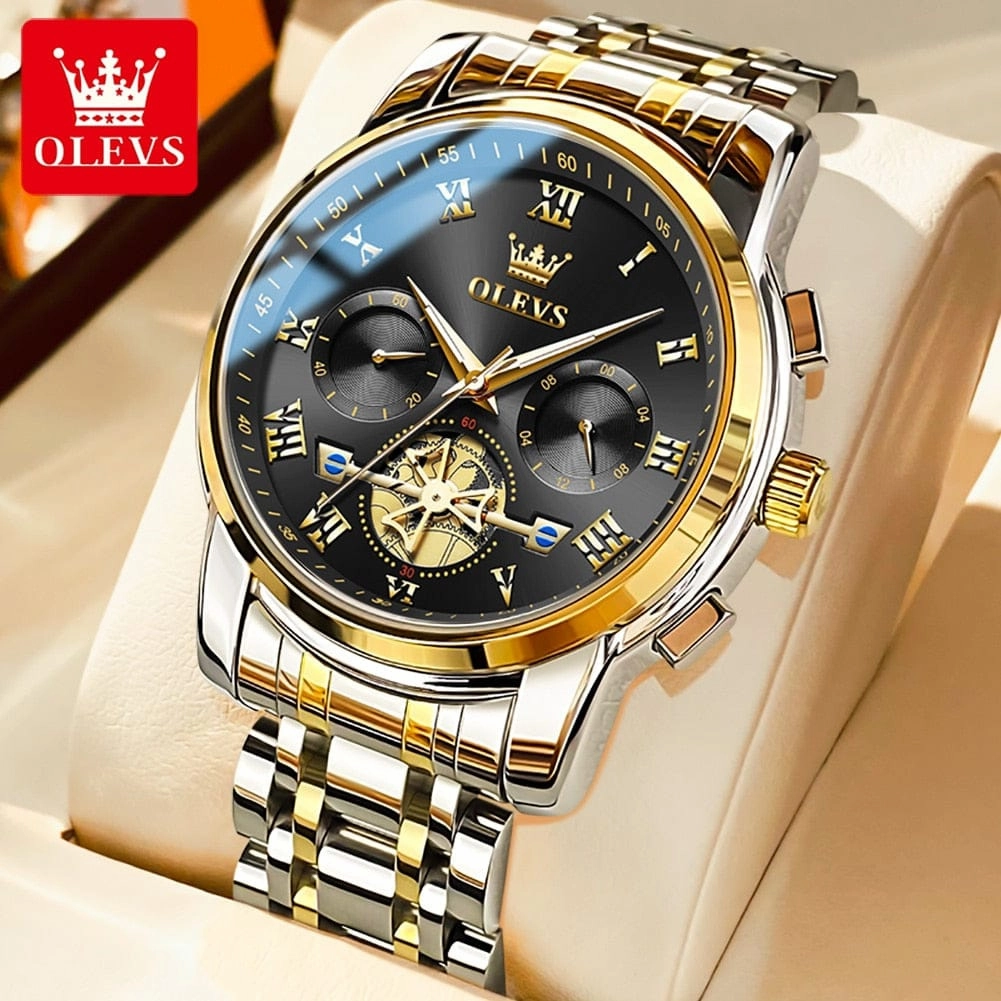 Olevs Top Brand Men's Watches Classic Roman Scale Dial Luxury Wrist