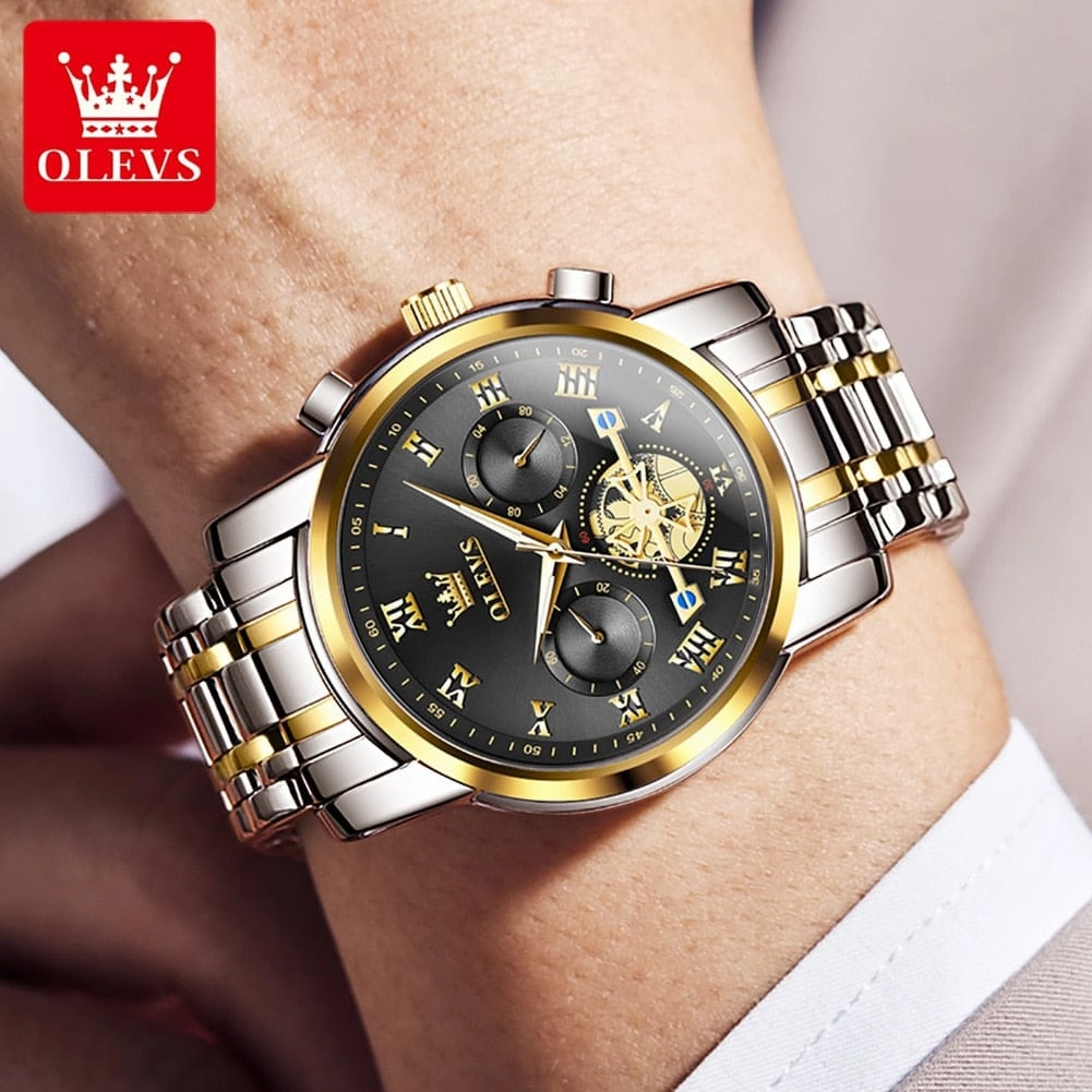 Olevs Top Brand Men's Watches Classic Roman Scale Dial Luxury Wrist