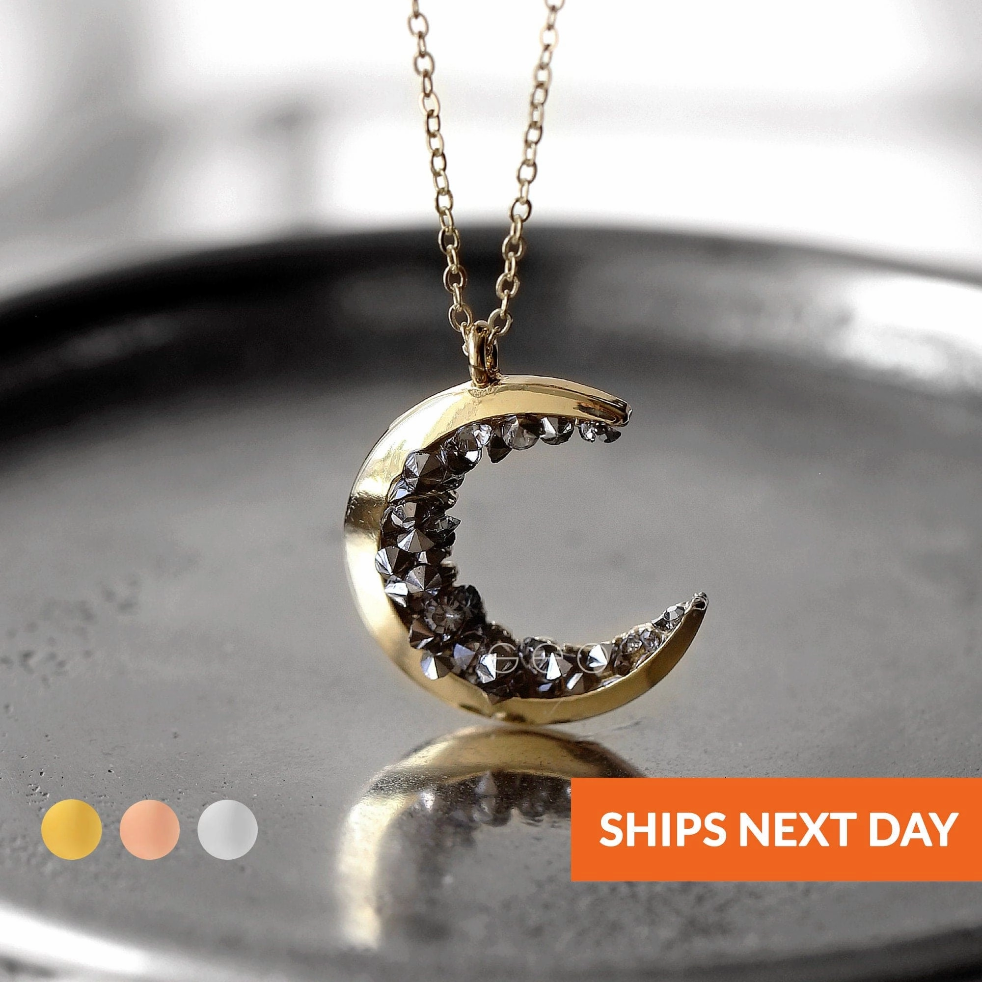 Ready to Ship Crystal Necklace For Women Birthday Gift For Her Celestial Moon Necklace Gothic Handmade Jewelry Halloween Gift for Her