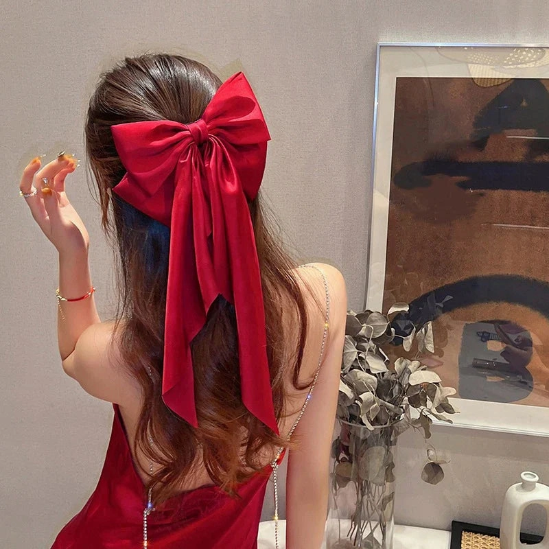Red Satin Ponytail Christmas Hair Accessory