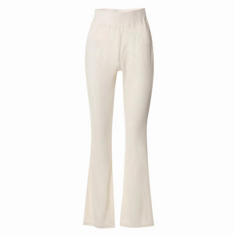 Solid Color Tall Elastic Waist Leisure Wide Leg Autumn/Winter Pants