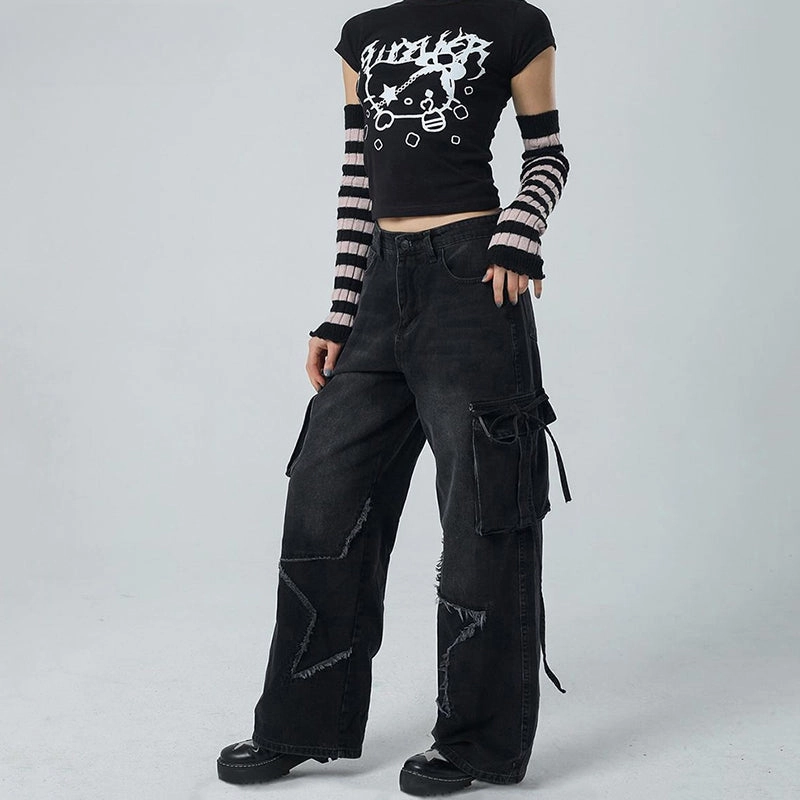 Vintage Y2K Bandage Pockets Cargo Baggy Pant