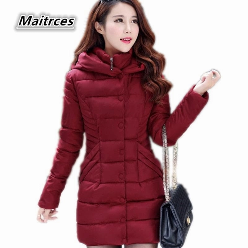 Winter Down Jacket Women Thick Cotton Parka Ladies Slim Warm Jacket NEW  Fashion Large Size Female Hooded Coats MF002