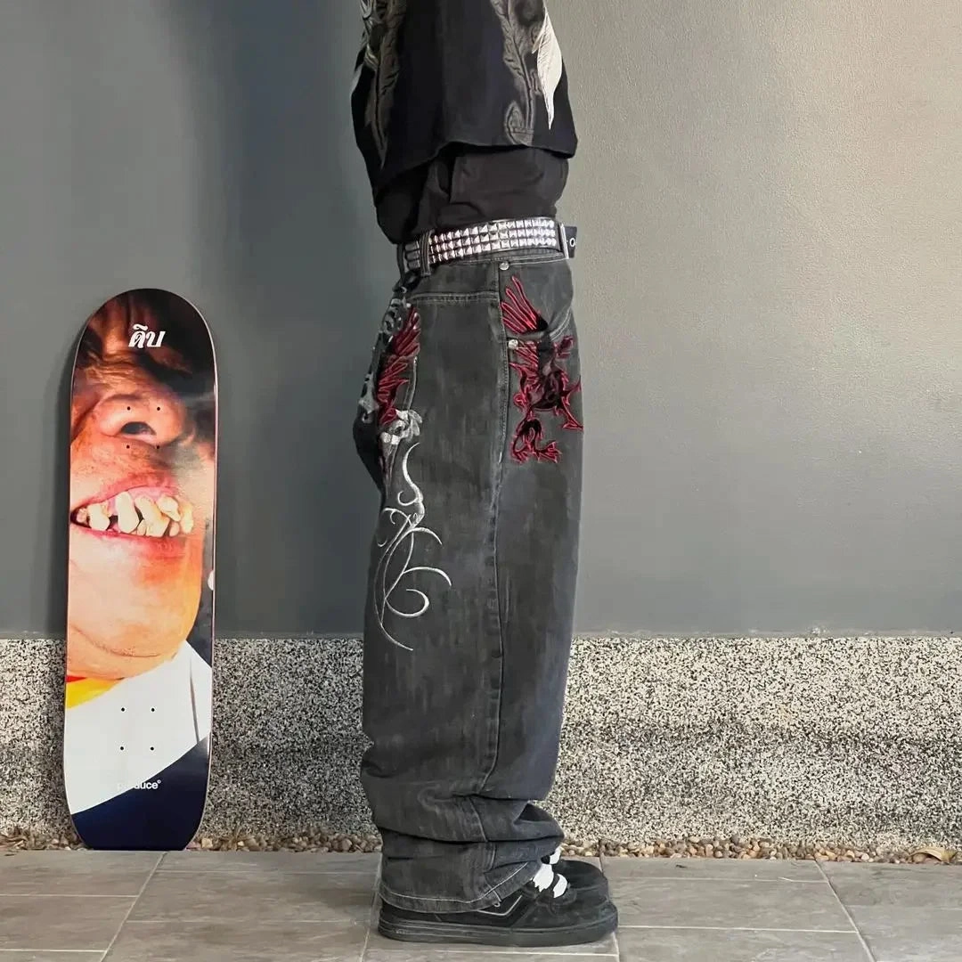 Y2K Leg Vintage Hip Hop Wide Streetwear Jeans Men Baggy Pants
