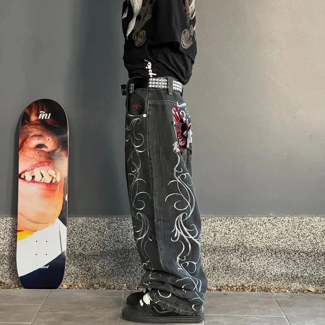 Y2K Leg Vintage Hip Hop Wide Streetwear Jeans Men Baggy Pants